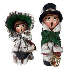 Vintage Paper Mache Christmas Carolers Set Of 2 Lakewood Originals Holiday Decor